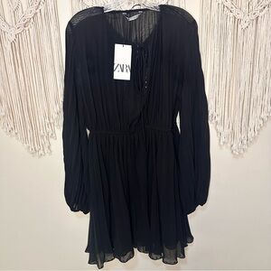 Zara Elegant Black Long Sleeve Dress